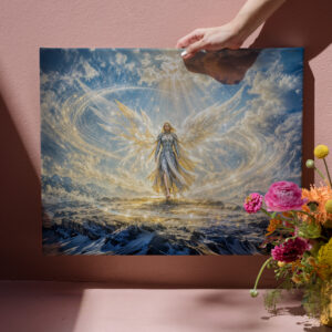 raxxa Canva: Dynamic Fantasy Angel in Radiant Atmospheric Light