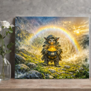 raxxa Canva: Dynamic Fantasy Goblin with Rainbow Gold Pot