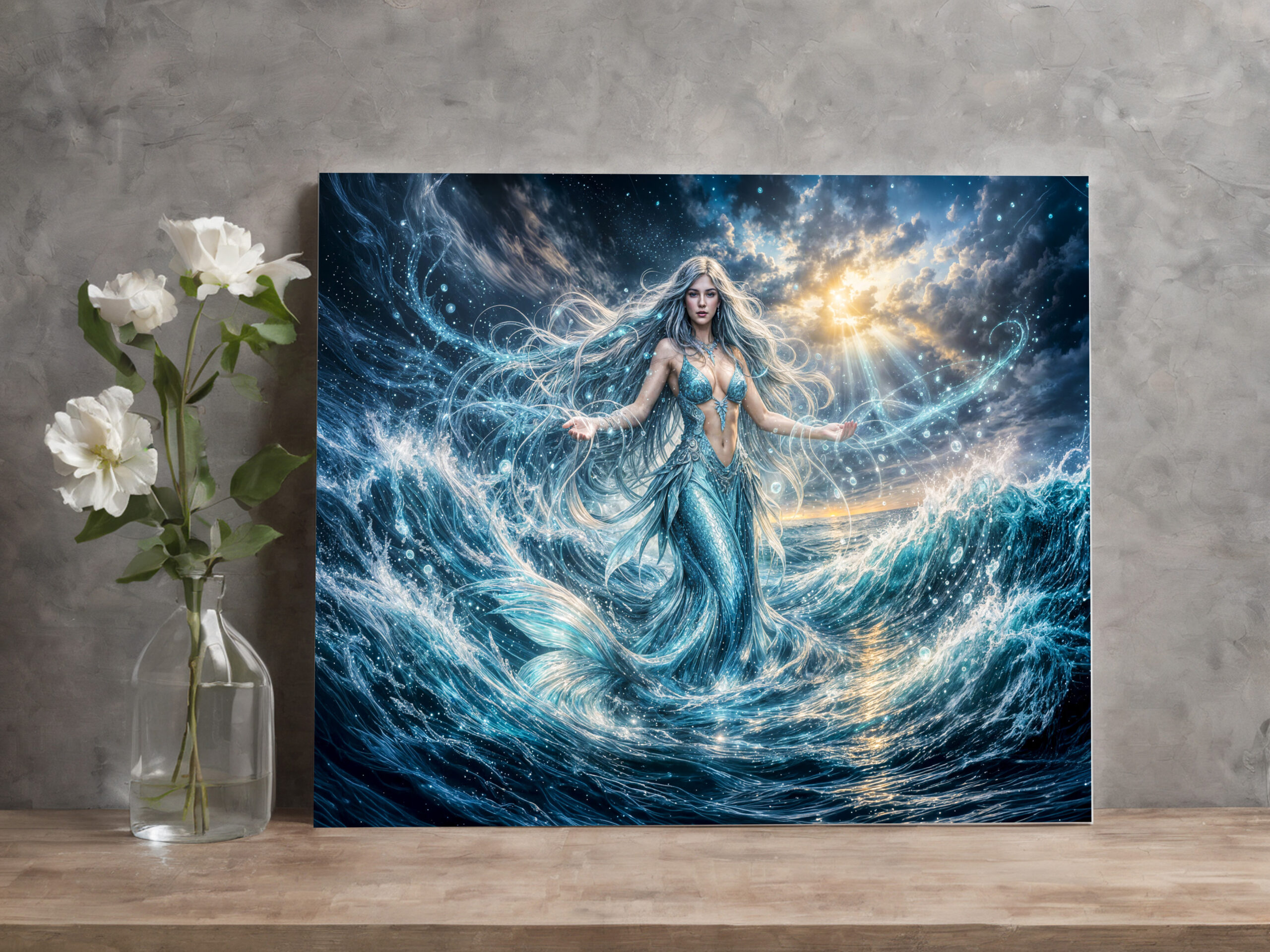 raxxa Canva: Dynamic Fantasy Mermaid in Radiant Ocean Magic
