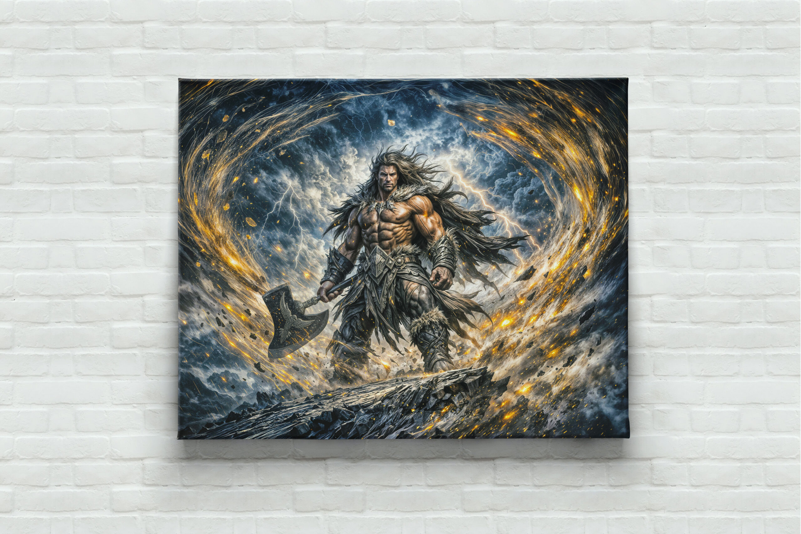 raxxa Canva: Dynamic Fantasy Berserker Warrior with Powerful Battle Axe - Image 3