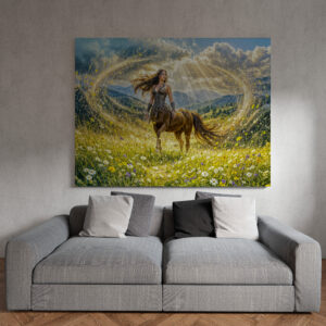 raxxa Canva: Dynamic Fantasy Centauride in Radiant Magical Landscape