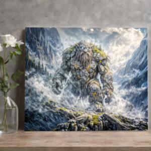 raxxa Canva: Dynamic Fantasy Troll in Dramatic Atmospheric Landscape