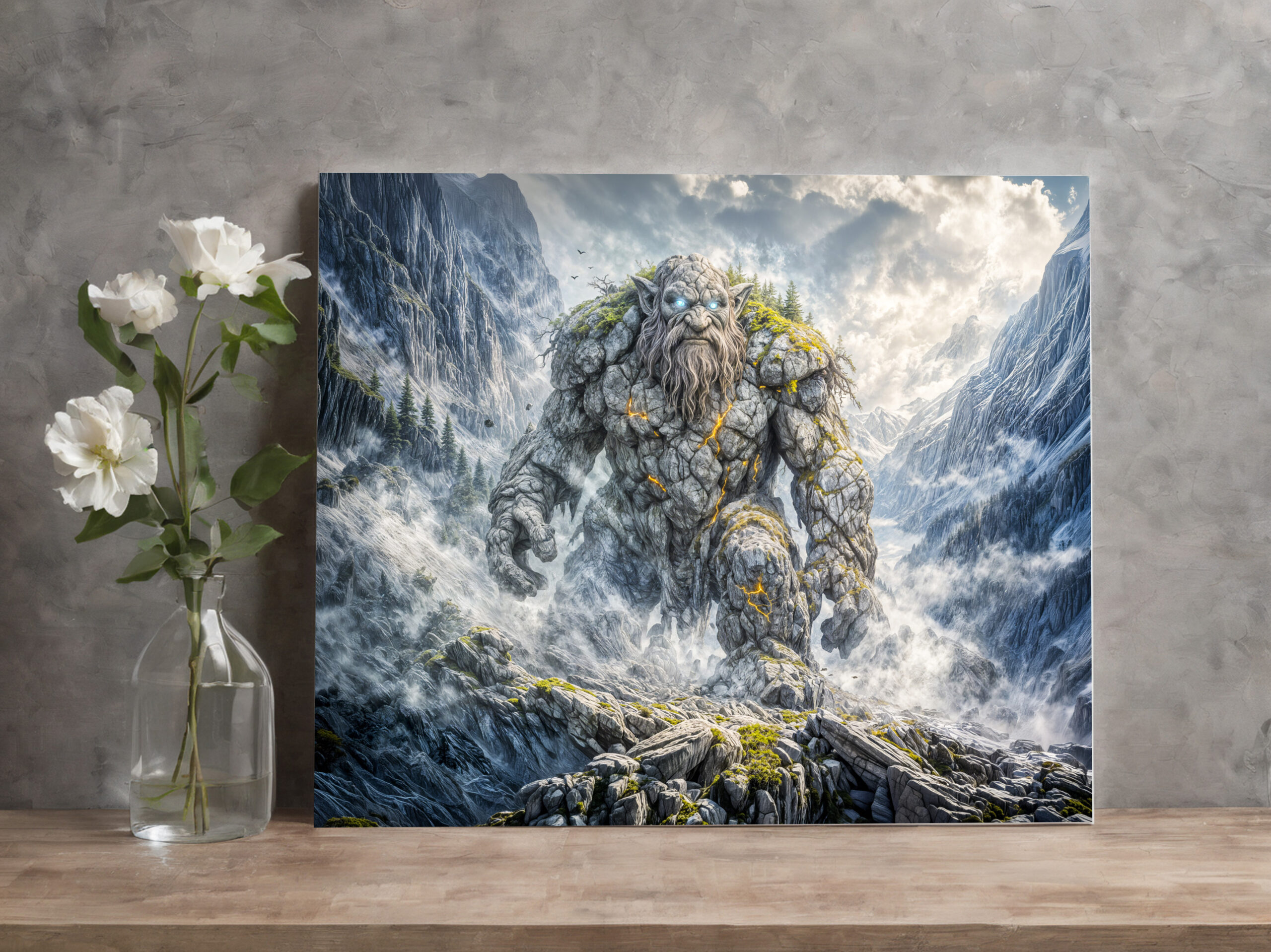 raxxa Canva: Dynamic Fantasy Troll in Dramatic Atmospheric Landscape