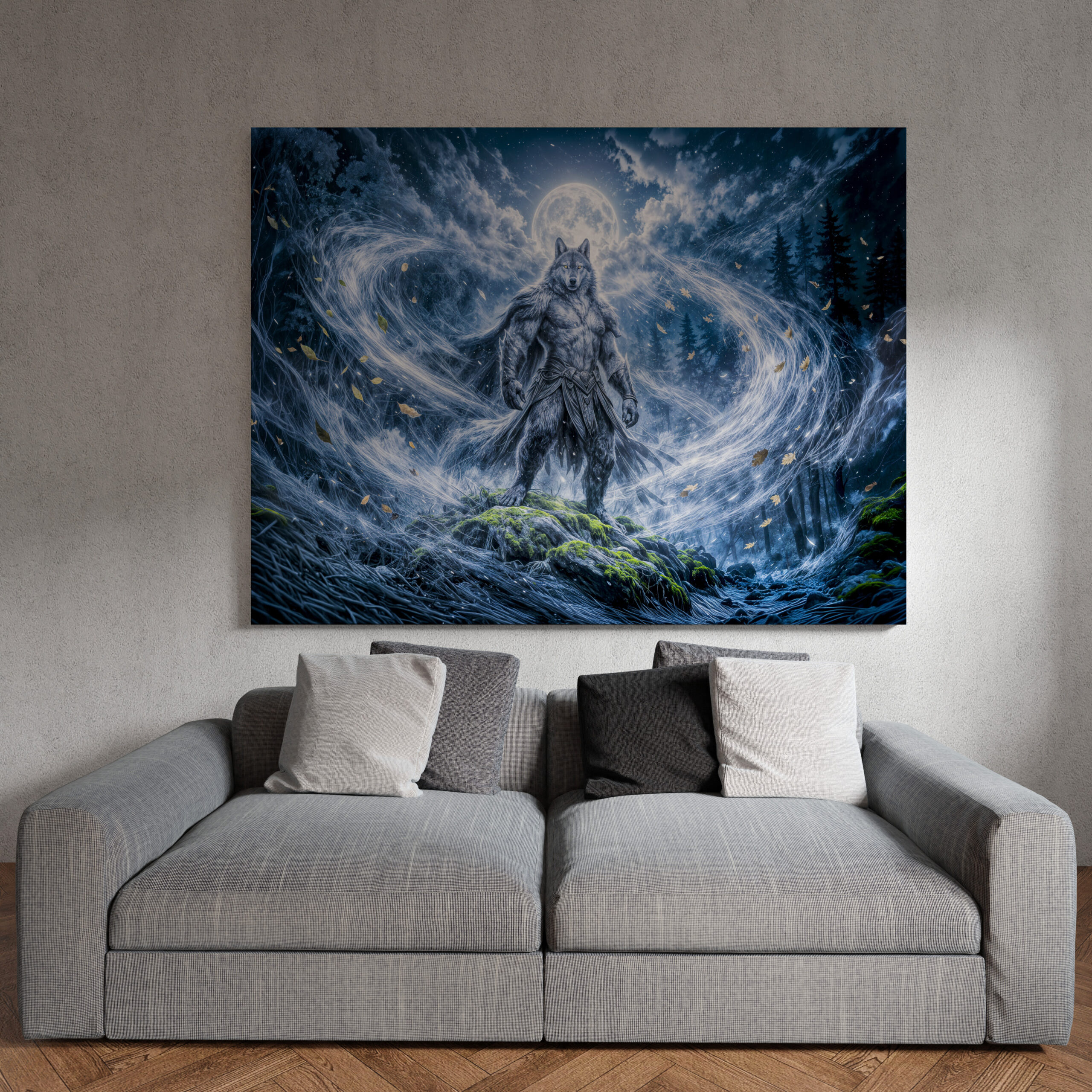 raxxa Canva: Dynamic Fantasy Werewolf Under Dramatic Moonlight Atmosphere – Bild 3