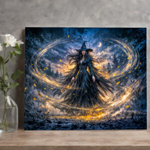 raxxa Canva: Dynamic Fantasy Witch with Magical Atmospheric Energy