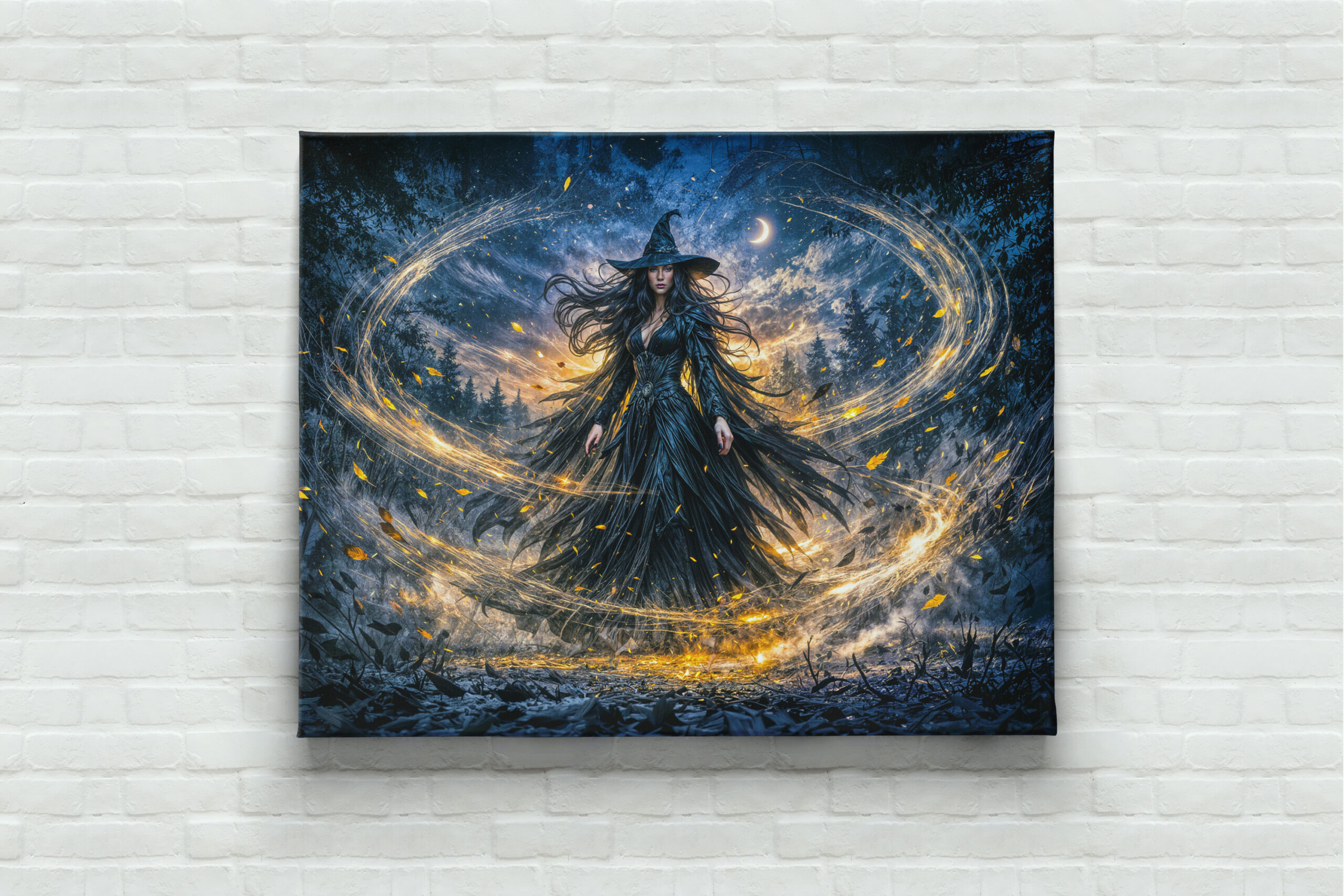 raxxa Canva: Dynamic Fantasy Witch with Magical Atmospheric Energy - Imagen 3