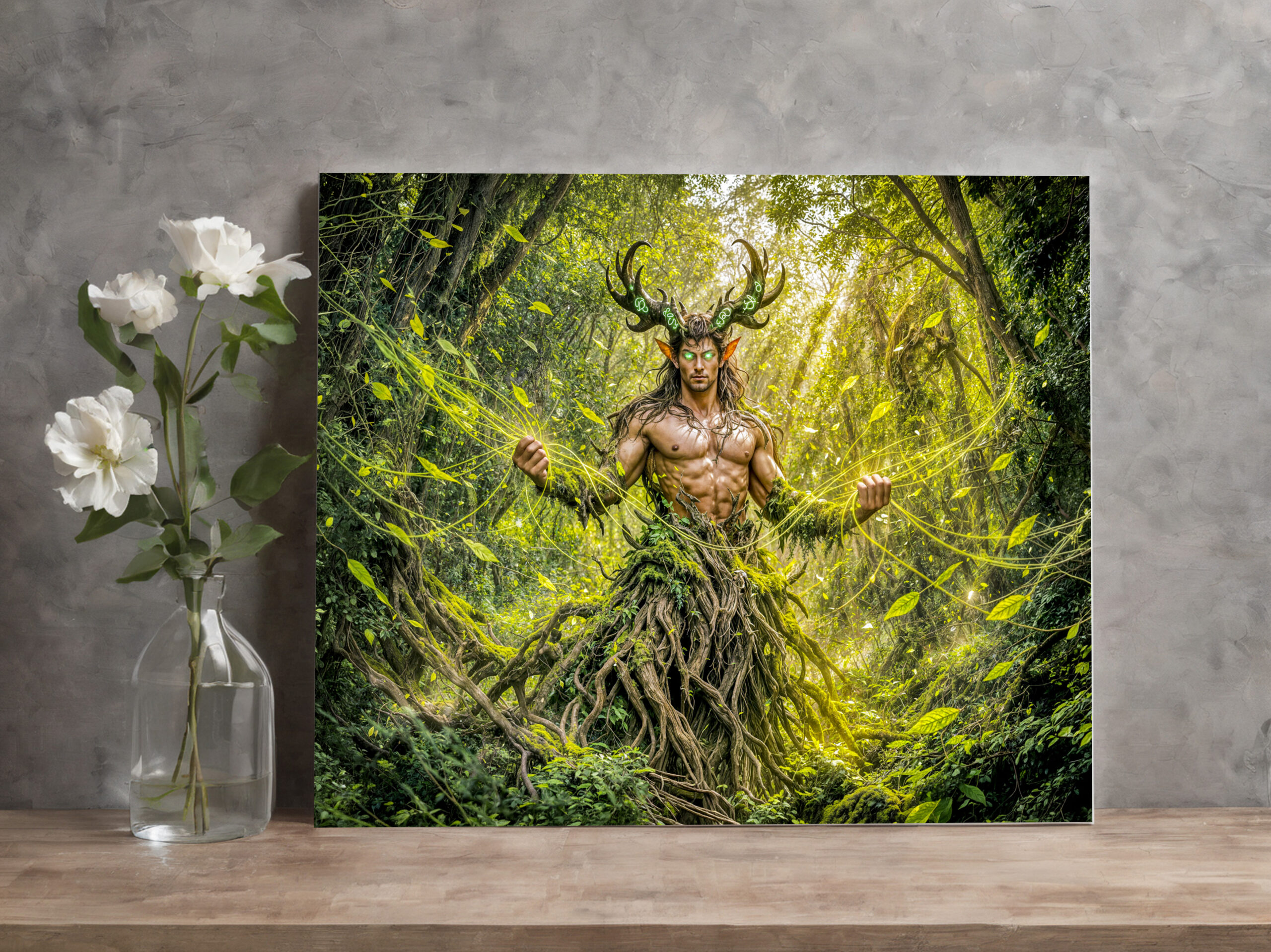 raxxa Canva: Dynamic Fantasy Faun in Enchanted Forest Atmosphere