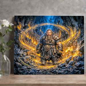 raxxa Canva: Dynamic Fantasy Dwarf Working in Enchanted Mine