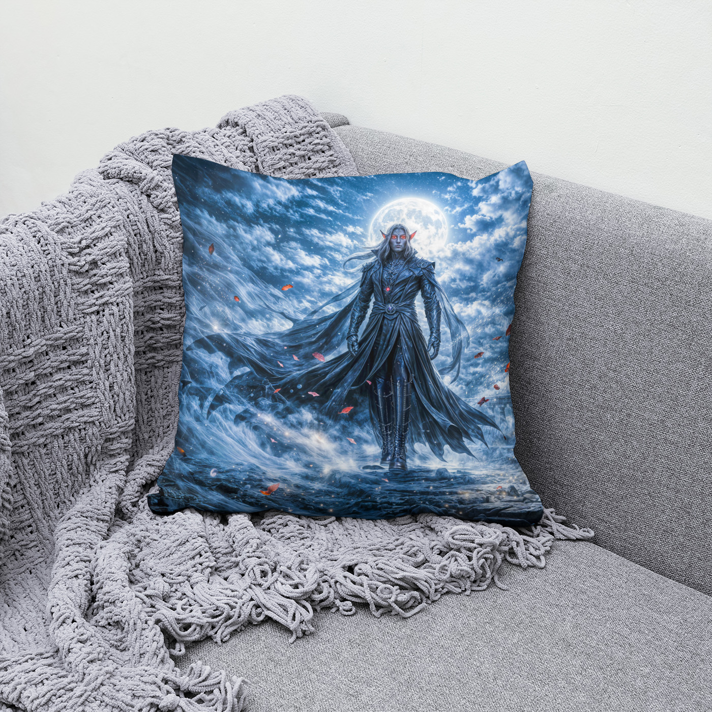 Kissen: Dynamic Fantasy Vampire in Dramatic Nocturnal Atmosphere
