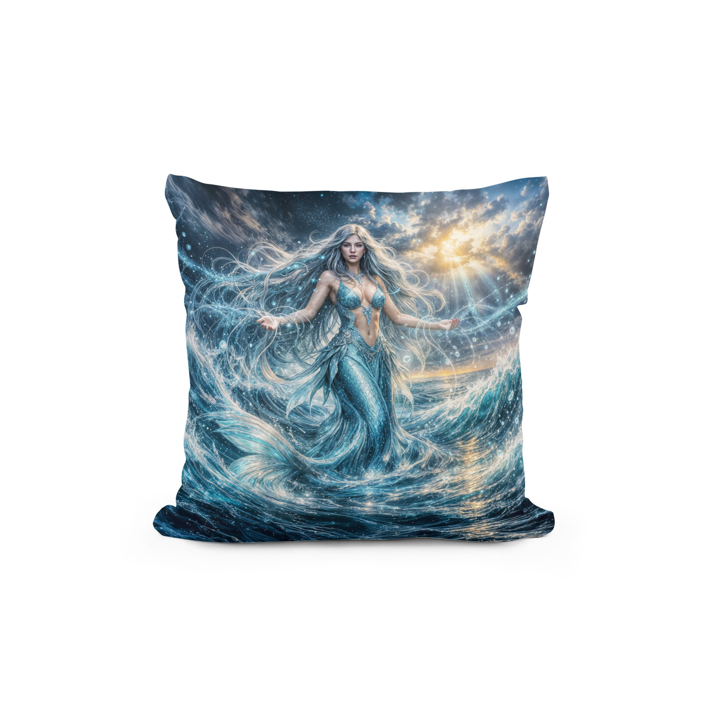 Kissen: Dynamic Fantasy Mermaid in Radiant Ocean Magic – Bild 2