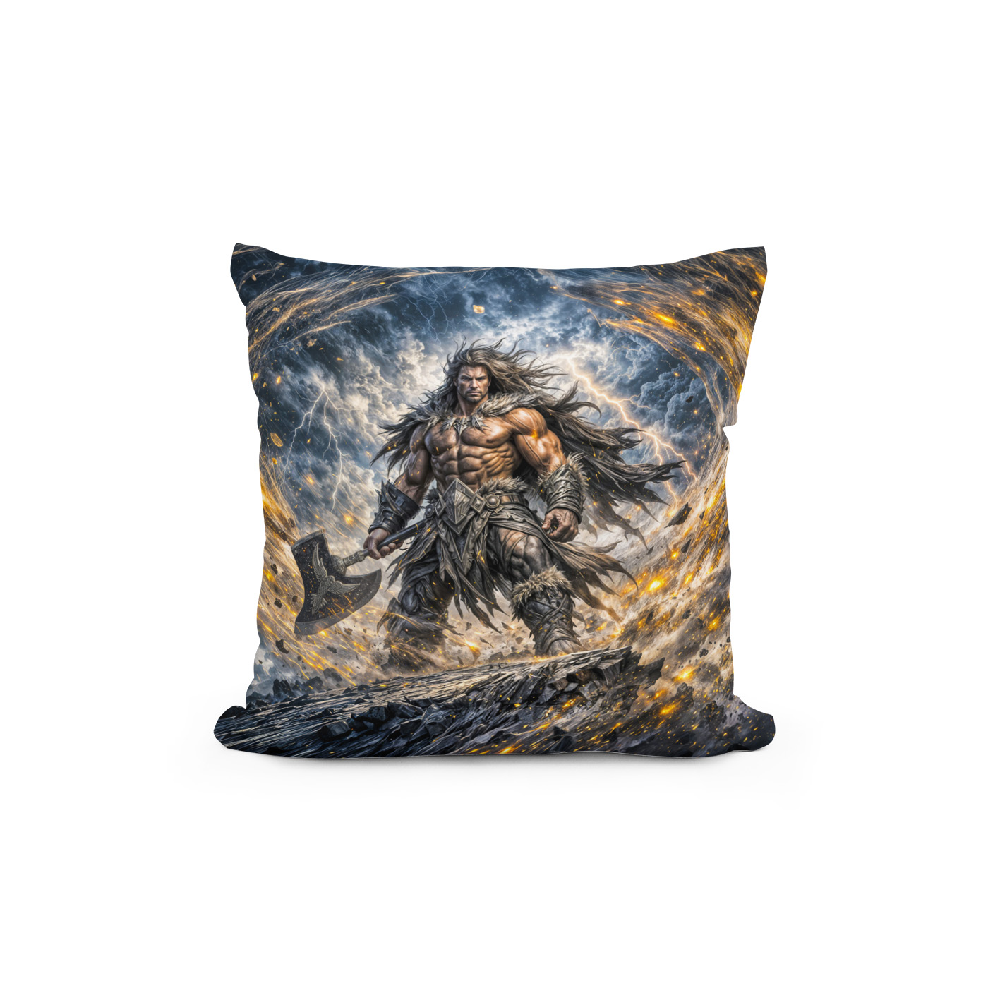 Kissen: Dynamic Fantasy Berserker Warrior with Powerful Battle Axe - immagine 2