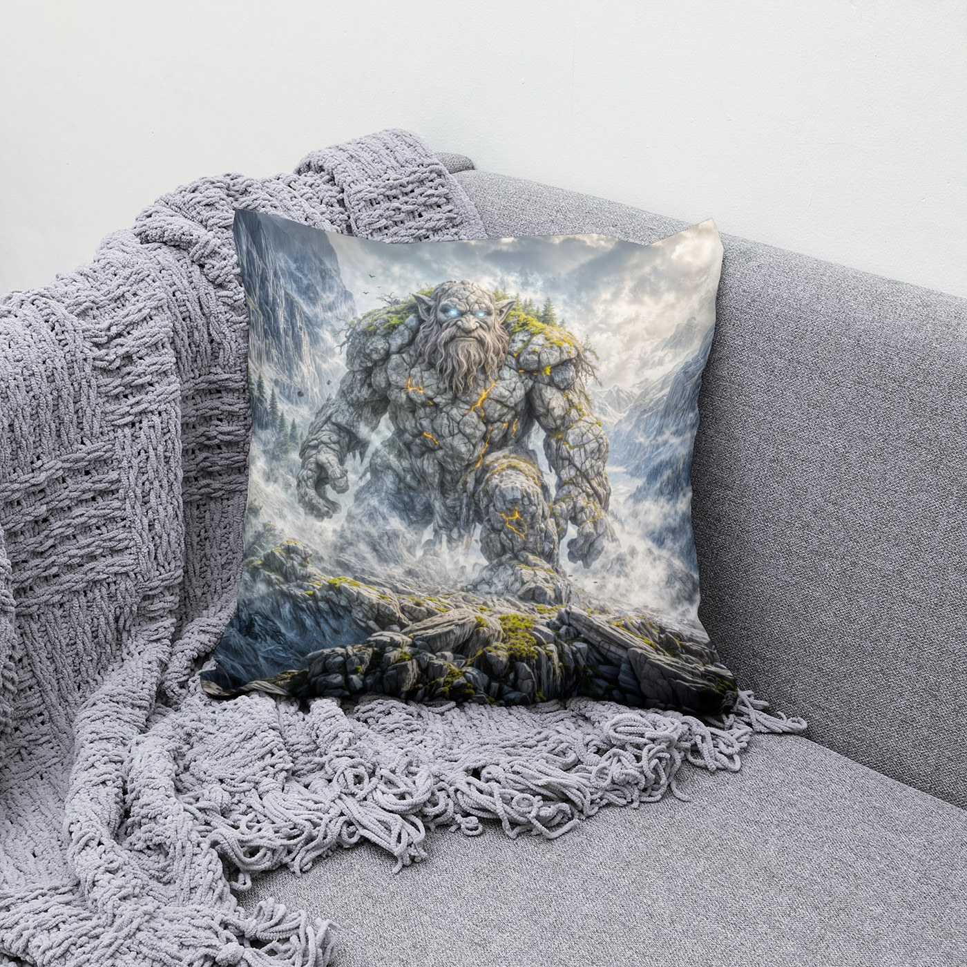 Kissen: Dynamic Fantasy Troll in Dramatic Atmospheric Landscape