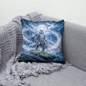 Kissen: Dynamic Fantasy Werewolf Under Dramatic Moonlight Atmosphere