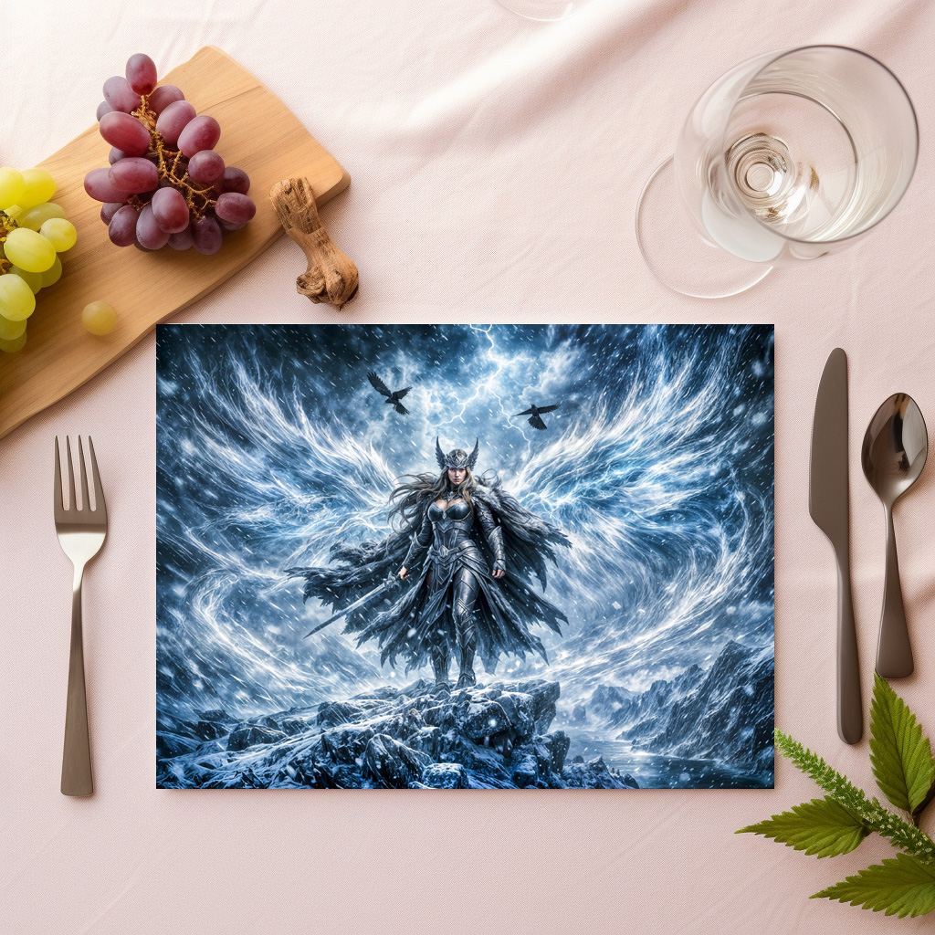 raxxa Premium-Tischset: Dynamic Fantasy Valkyrie in Radiant Battle Atmosphere – Image 2