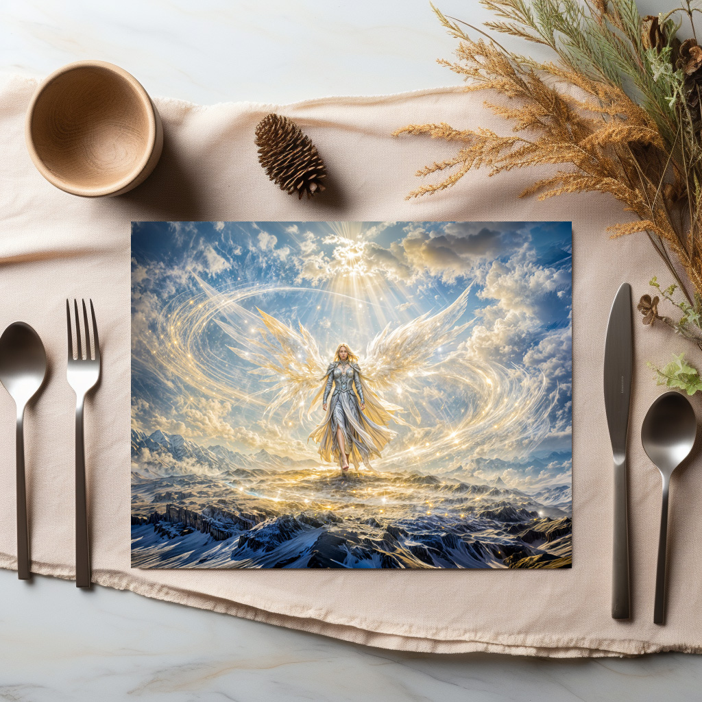 raxxa Premium-Tischset: Dynamic Fantasy Angel in Radiant Atmospheric Light – Image 2