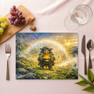 raxxa Premium-Tischset: Dynamic Fantasy Goblin with Rainbow Gold Pot