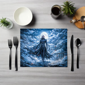 raxxa Premium-Tischset: Dynamic Fantasy Vampire in Dramatic Nocturnal Atmosphere