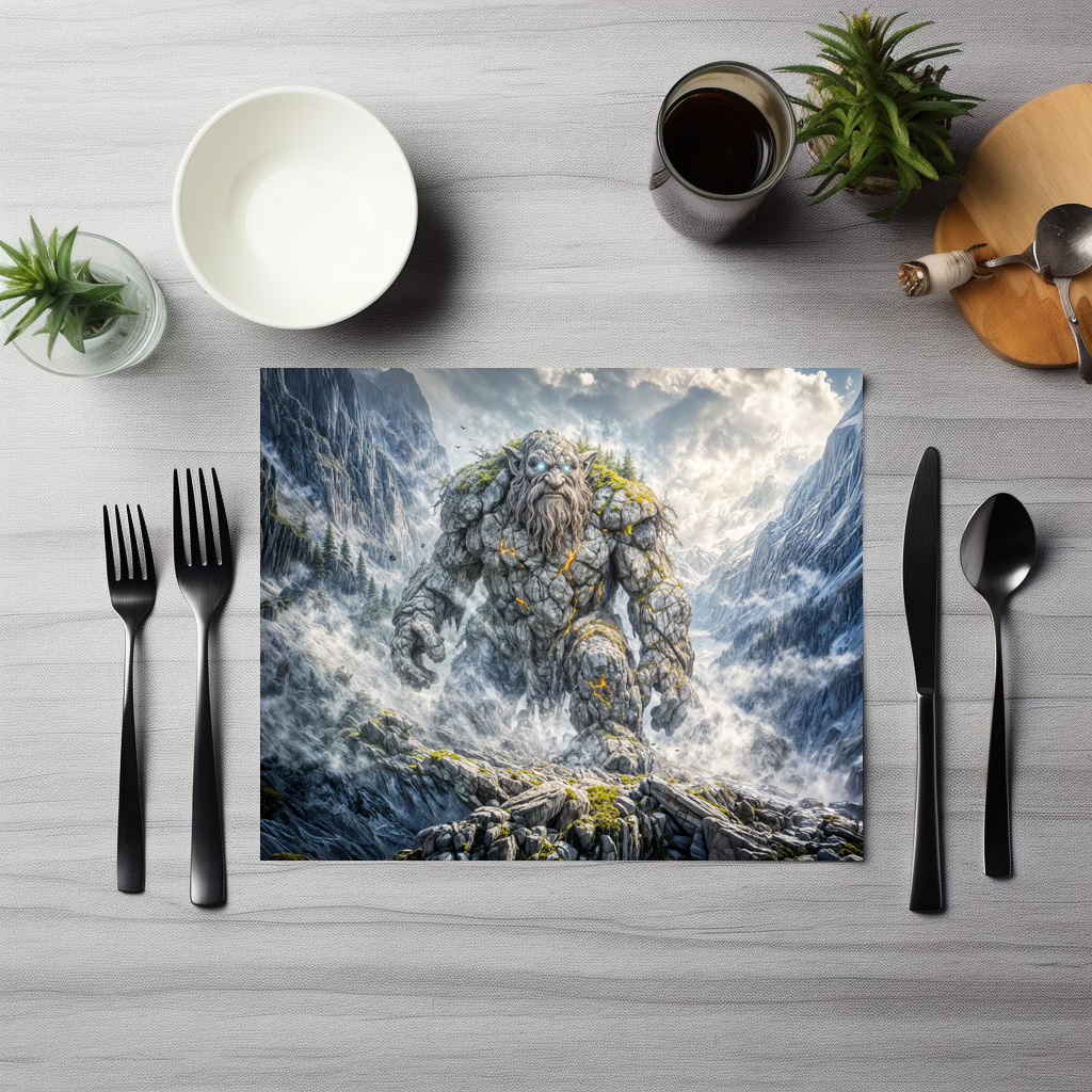 raxxa Premium-Tischset: Dynamic Fantasy Troll in Dramatic Atmospheric Landscape
