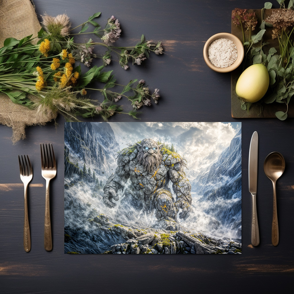 raxxa Premium-Tischset: Dynamic Fantasy Troll in Dramatic Atmospheric Landscape - Imagen 2