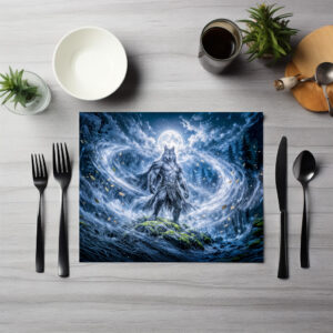raxxa Premium-Tischset: Dynamic Fantasy Werewolf Under Dramatic Moonlight Atmosphere