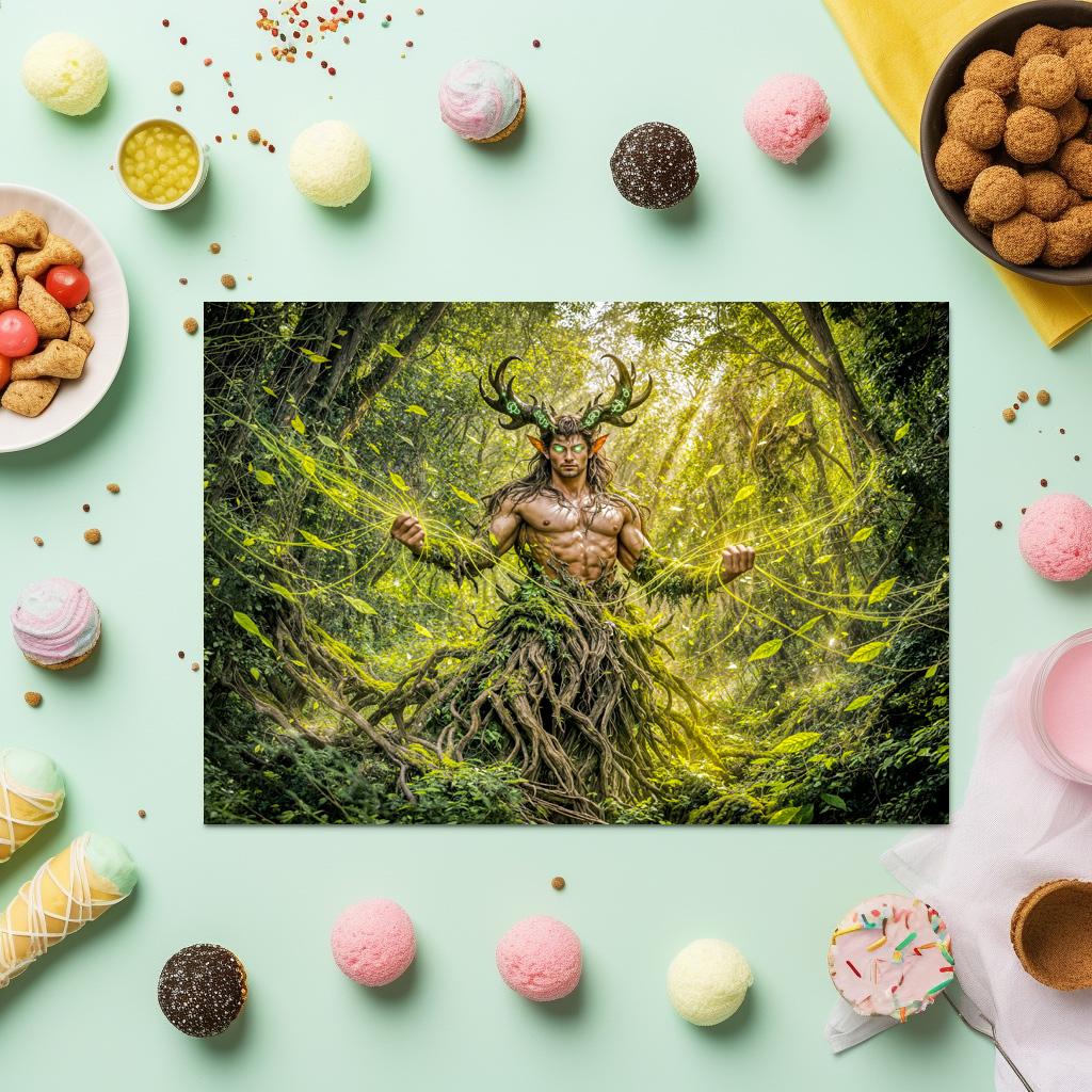 raxxa Premium-Tischset: Dynamic Fantasy Faun in Enchanted Forest Atmosphere - Imagen 2
