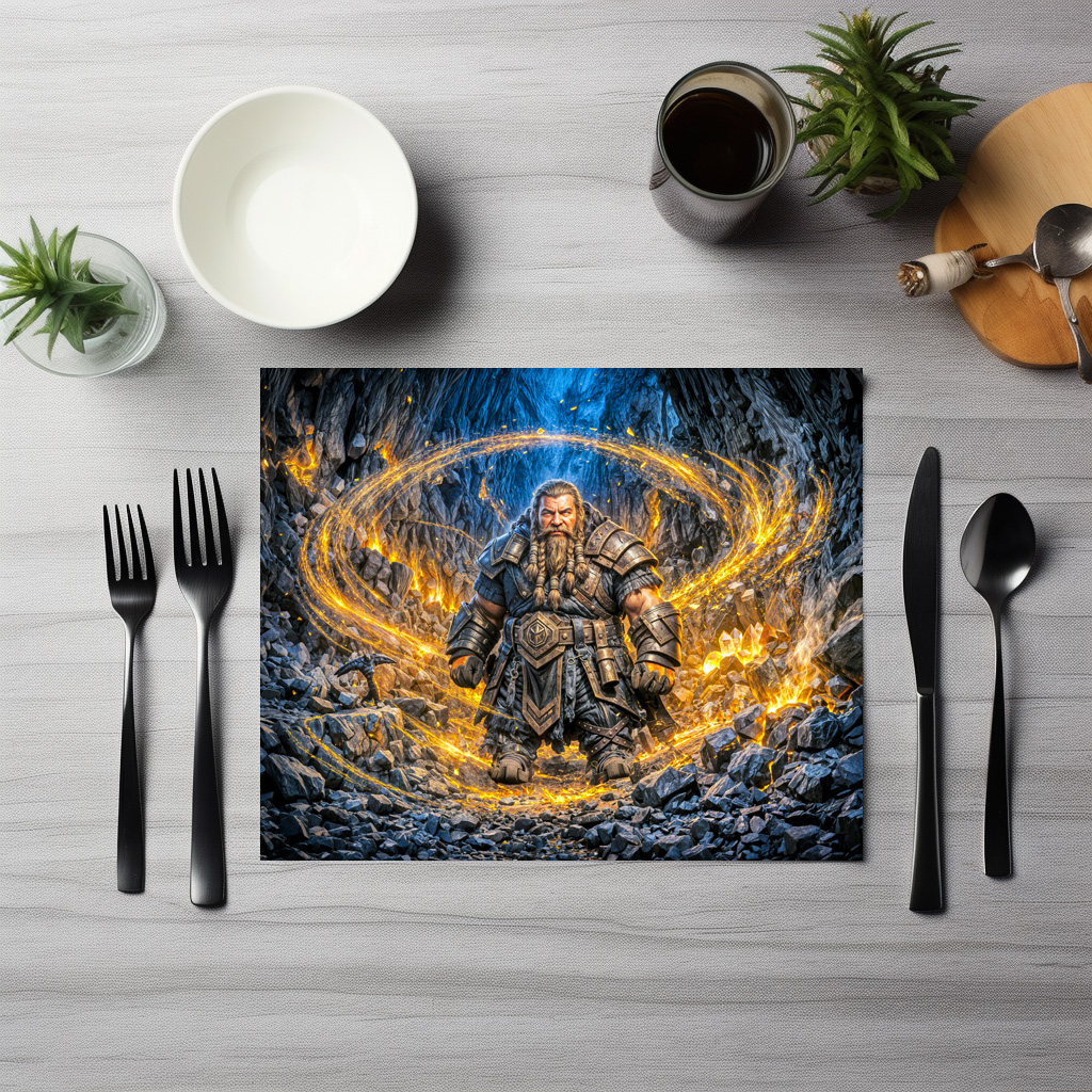 raxxa Premium-Tischset: Dynamic Fantasy Dwarf Working in Enchanted Mine - immagine 3