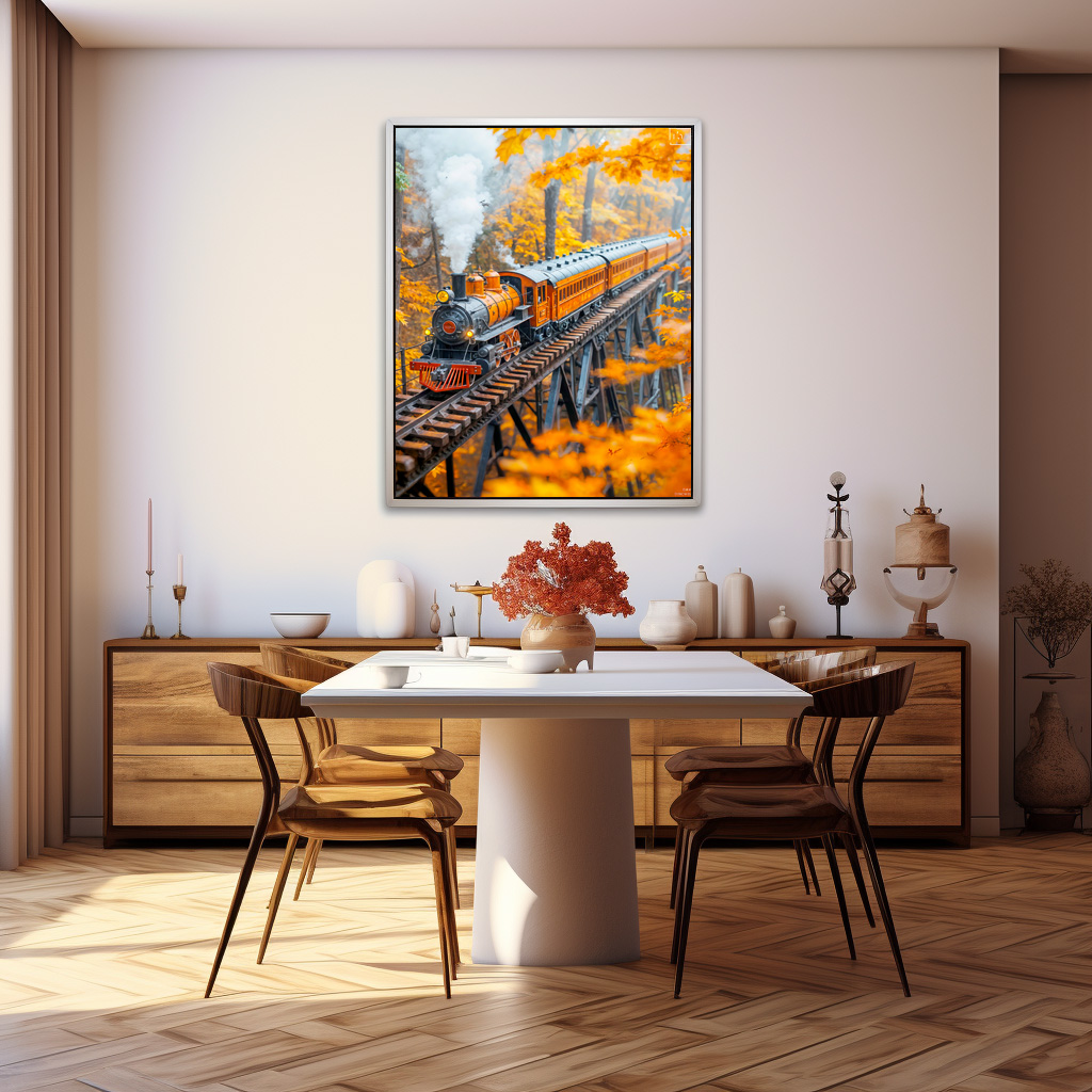 Poster: Miniature steam train on forest trestle bridge – Bild 3