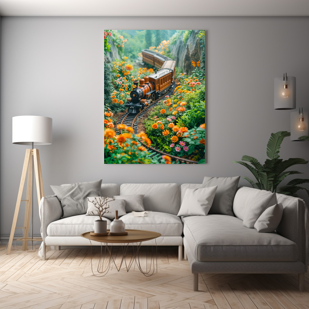 Poster: Miniature train in vibrant mountain meadow – Image 2