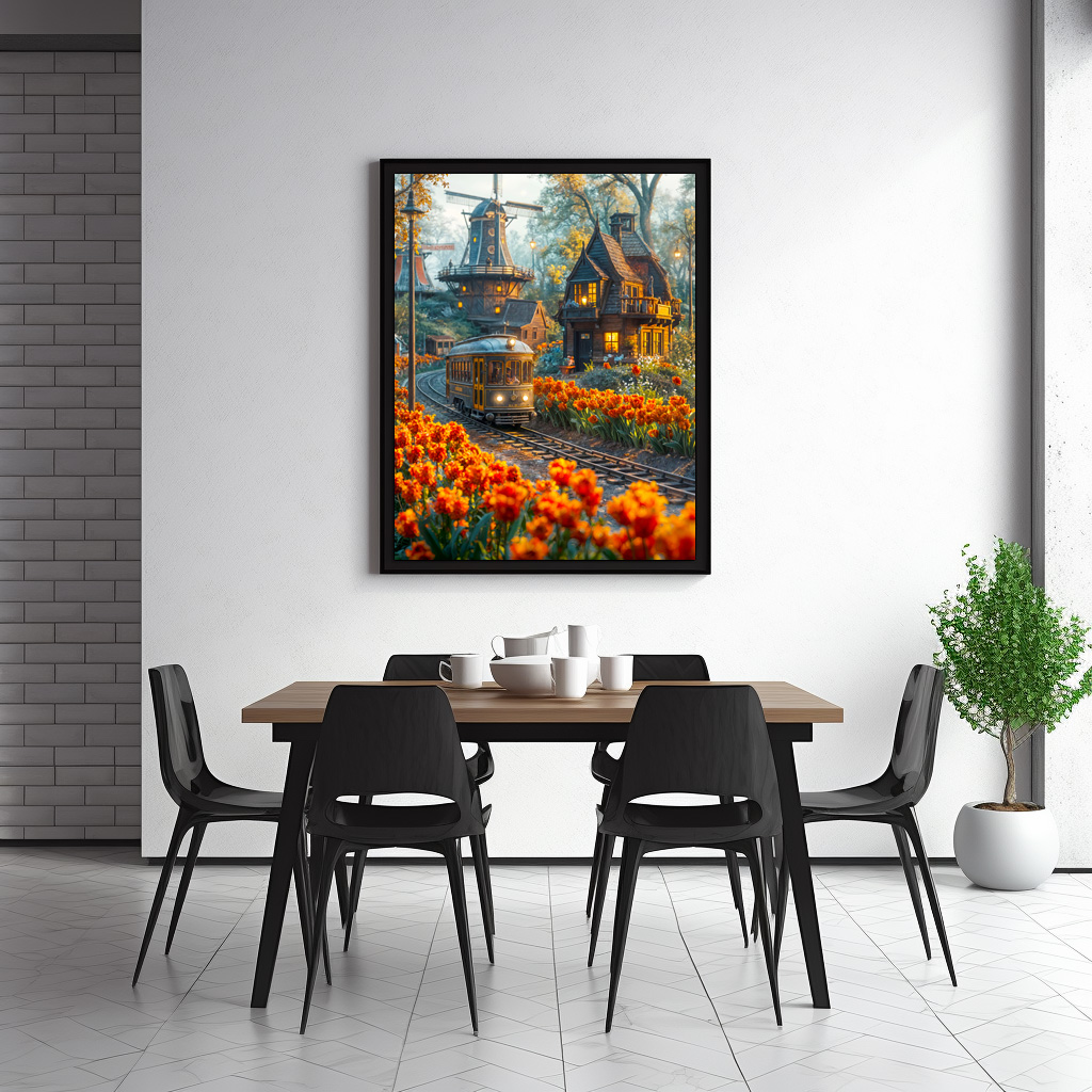 Poster: Miniature trolley in tulip garden village – Bild 3