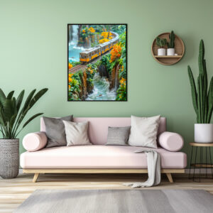 Poster: Miniature monorail crossing fantasy canyon
