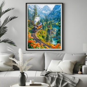 Poster: Miniature steam train in alpine forest
