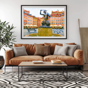 Poster: Syrenka fountain Warsaw oil painting