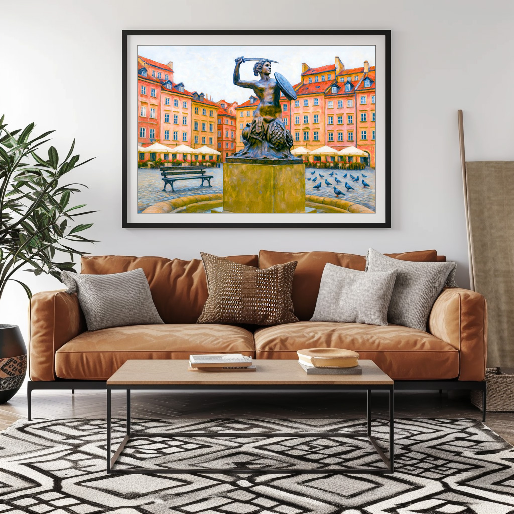 Poster: Syrenka fountain Warsaw oil painting