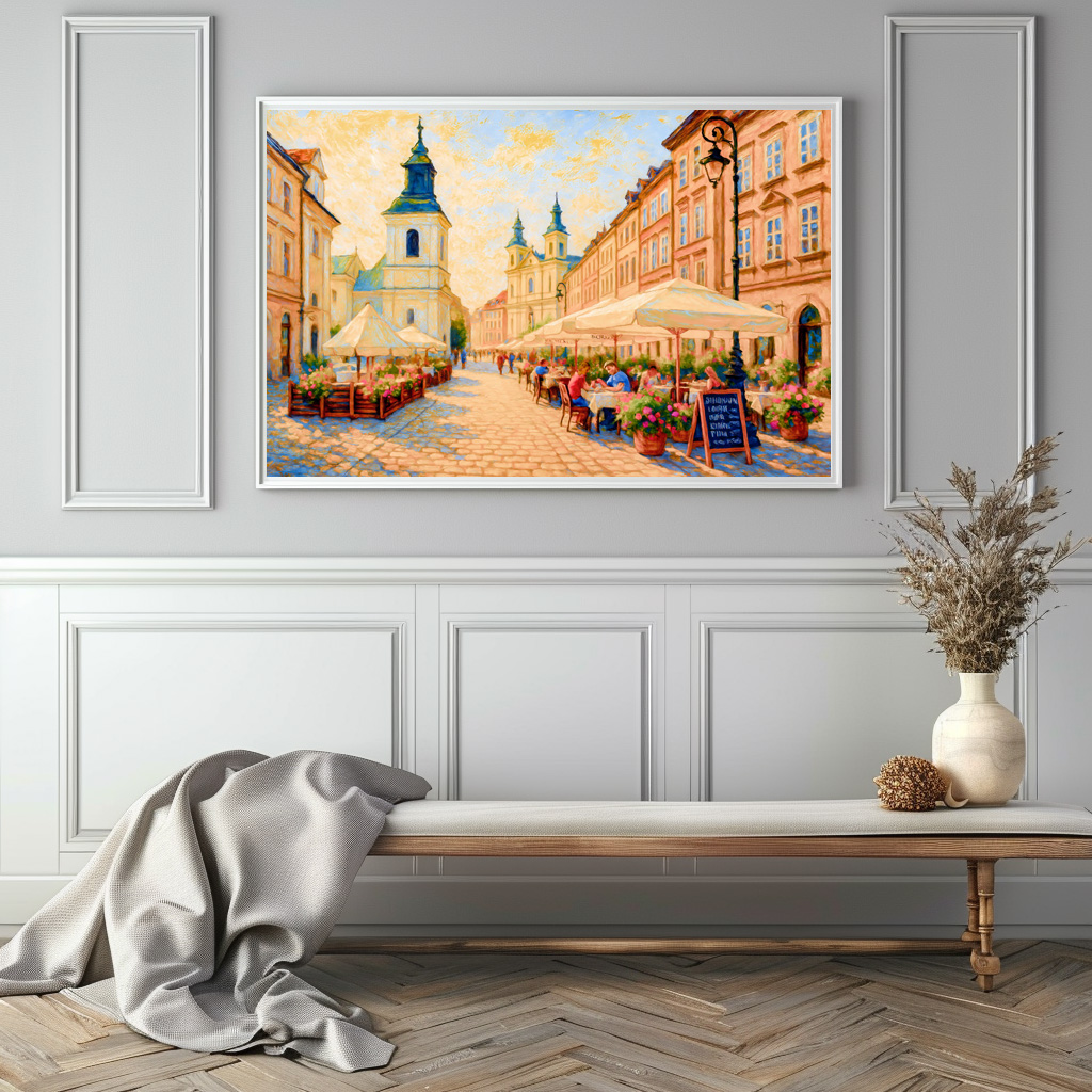 Poster: Cafe morning in Warsaw Old Town oil painting – Bild 3