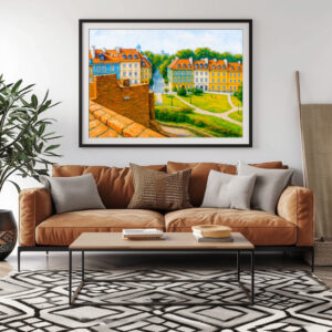 Poster: Warsaw oil painting View from city wall