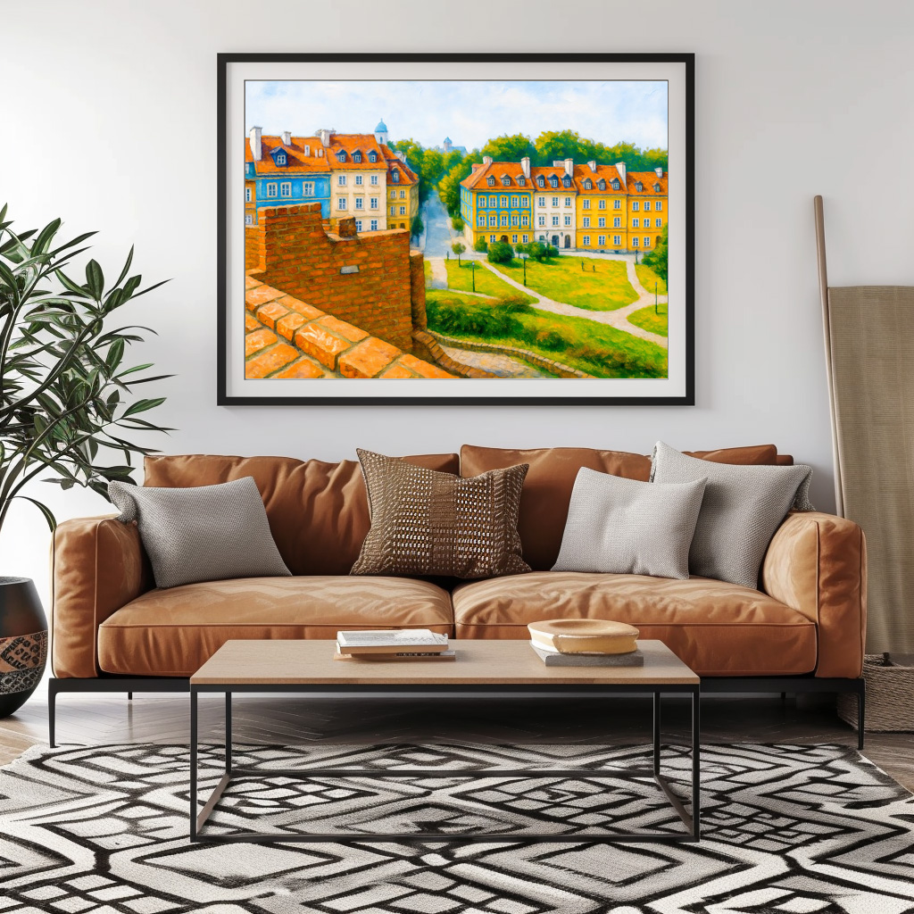 Poster: Warsaw oil painting View from city wall