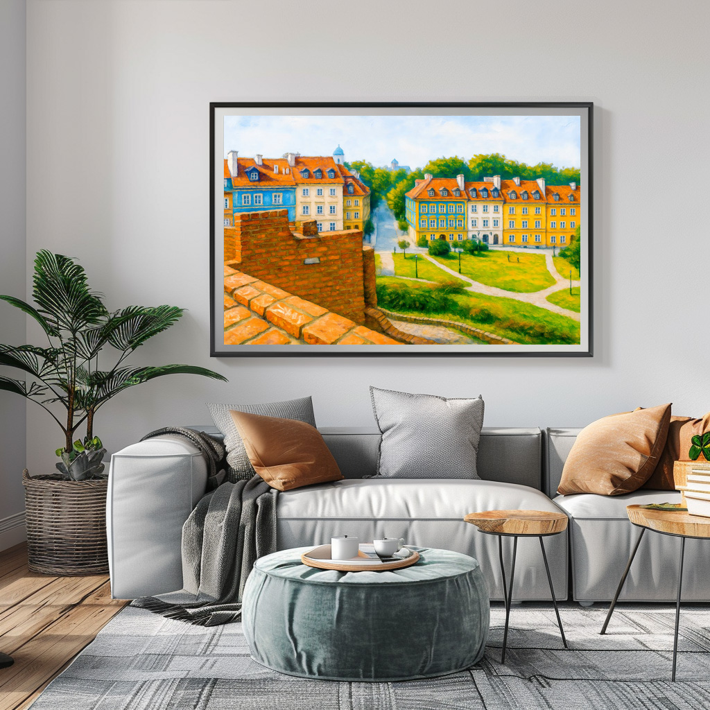 Poster: Warsaw oil painting View from city wall - immagine 2