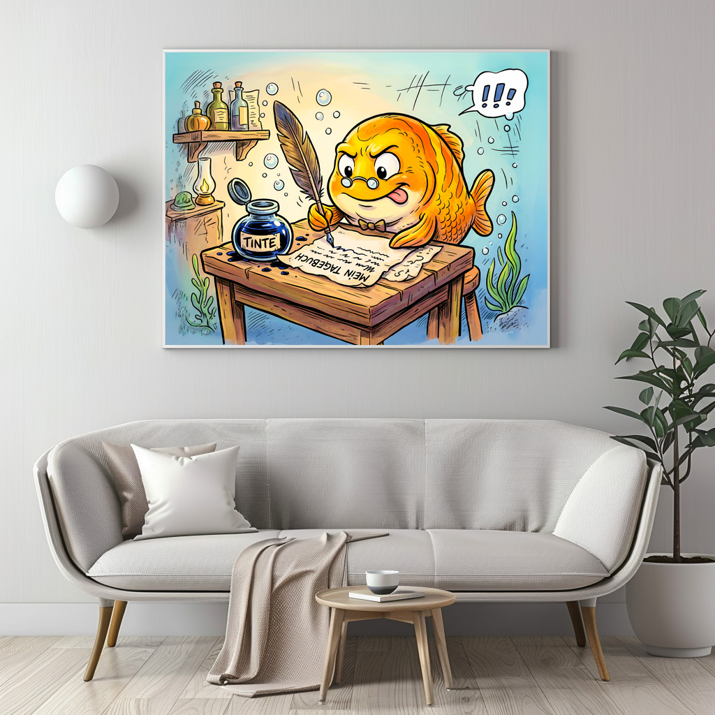 Poster: Fish with Ink Bottle on Wooden Table – Bild 2