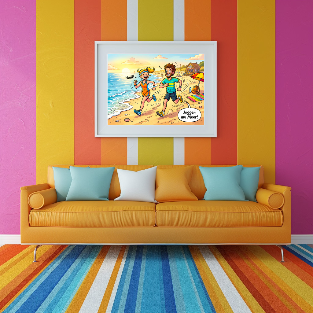 Poster: People Jogging Along a Sunny Beach Path – Bild 2