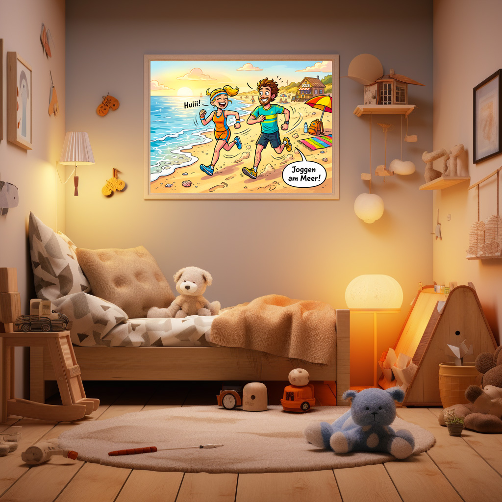 Poster: People Jogging Along a Sunny Beach Path – Bild 3