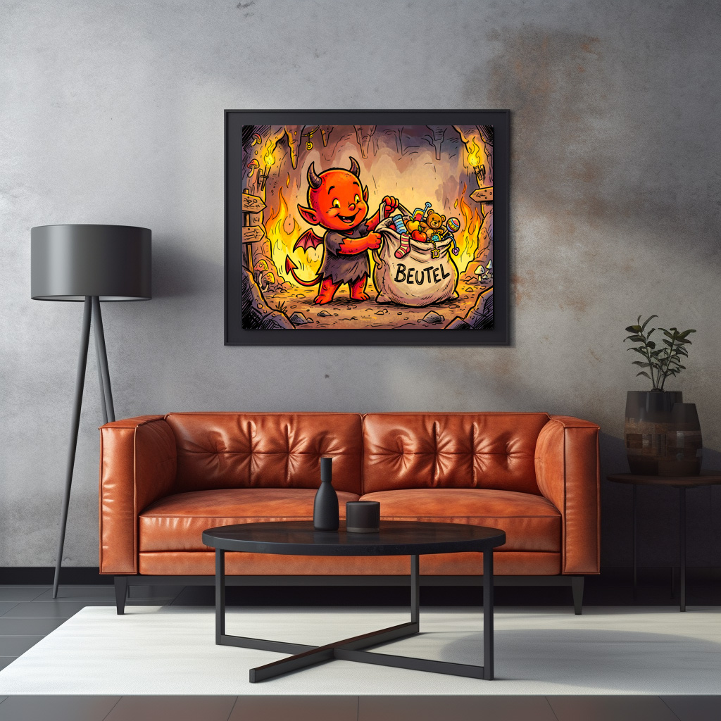Poster: Little Devil Carrying a Large Bag in Fiery Cave – Bild 3