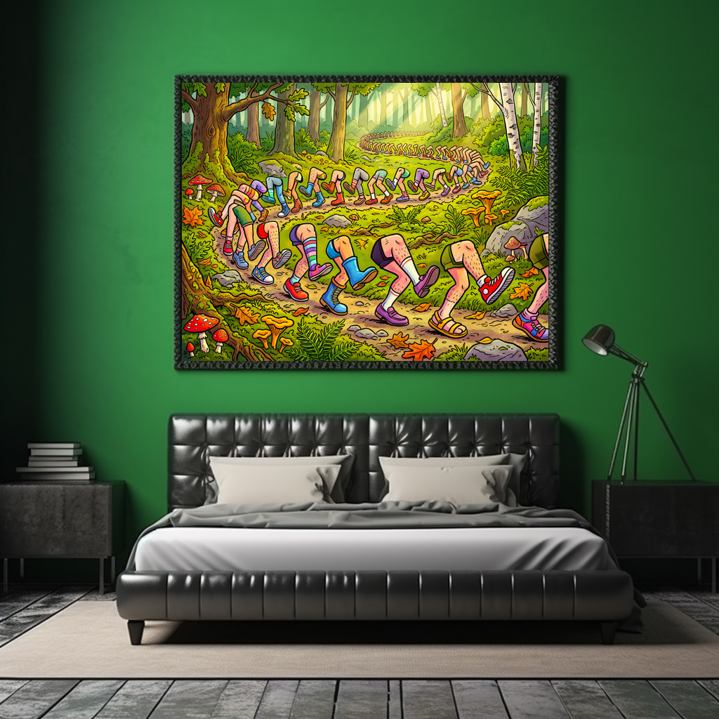 Poster: Endless Line of Running Cartoon Legs Outdoors - immagine 2