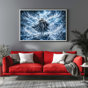 Poster: Dynamic Fantasy Valkyrie in Radiant Battle Atmosphere