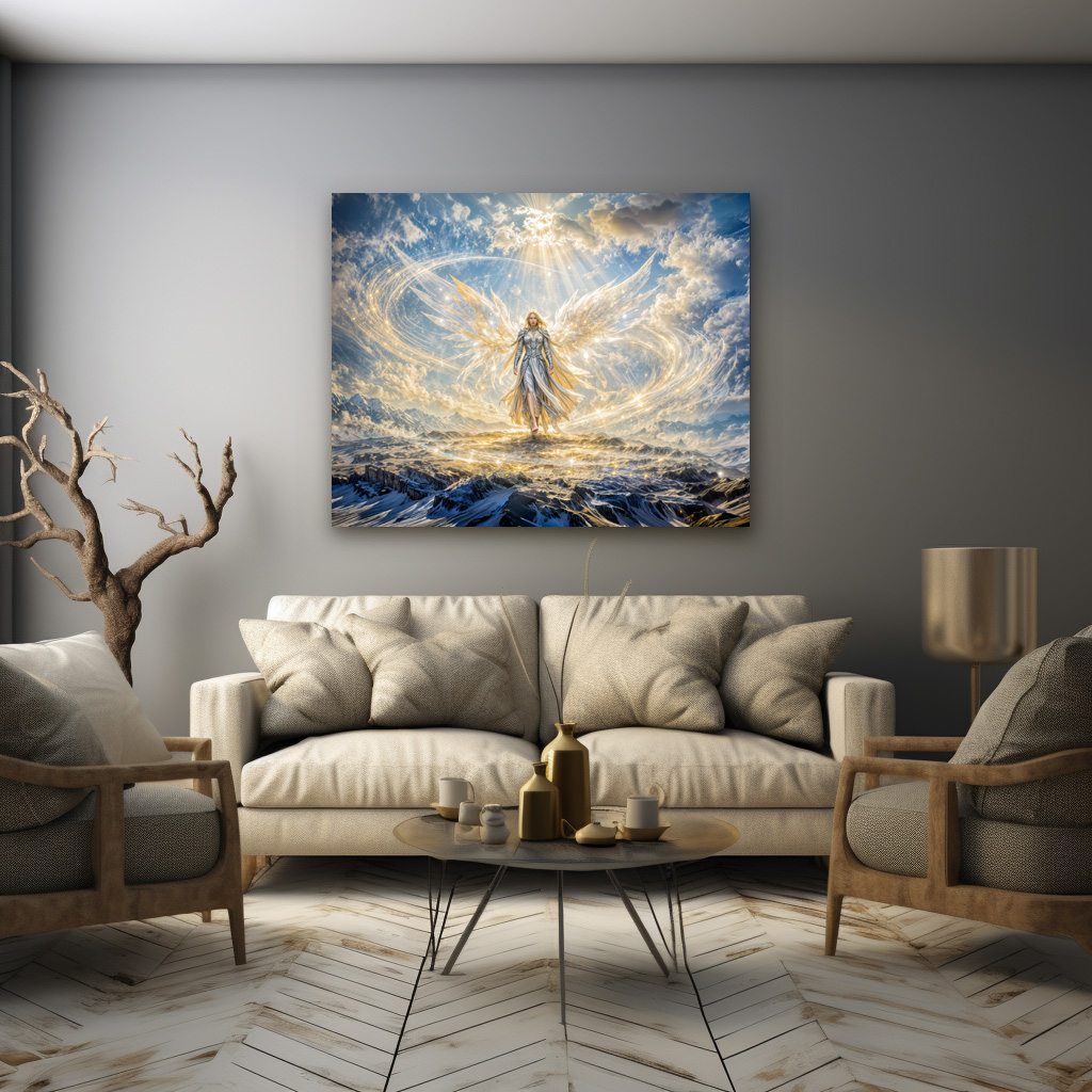 Poster: Dynamic Fantasy Angel in Radiant Atmospheric Light