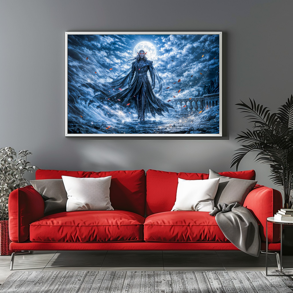 Poster: Dynamic Fantasy Vampire in Dramatic Nocturnal Atmosphere