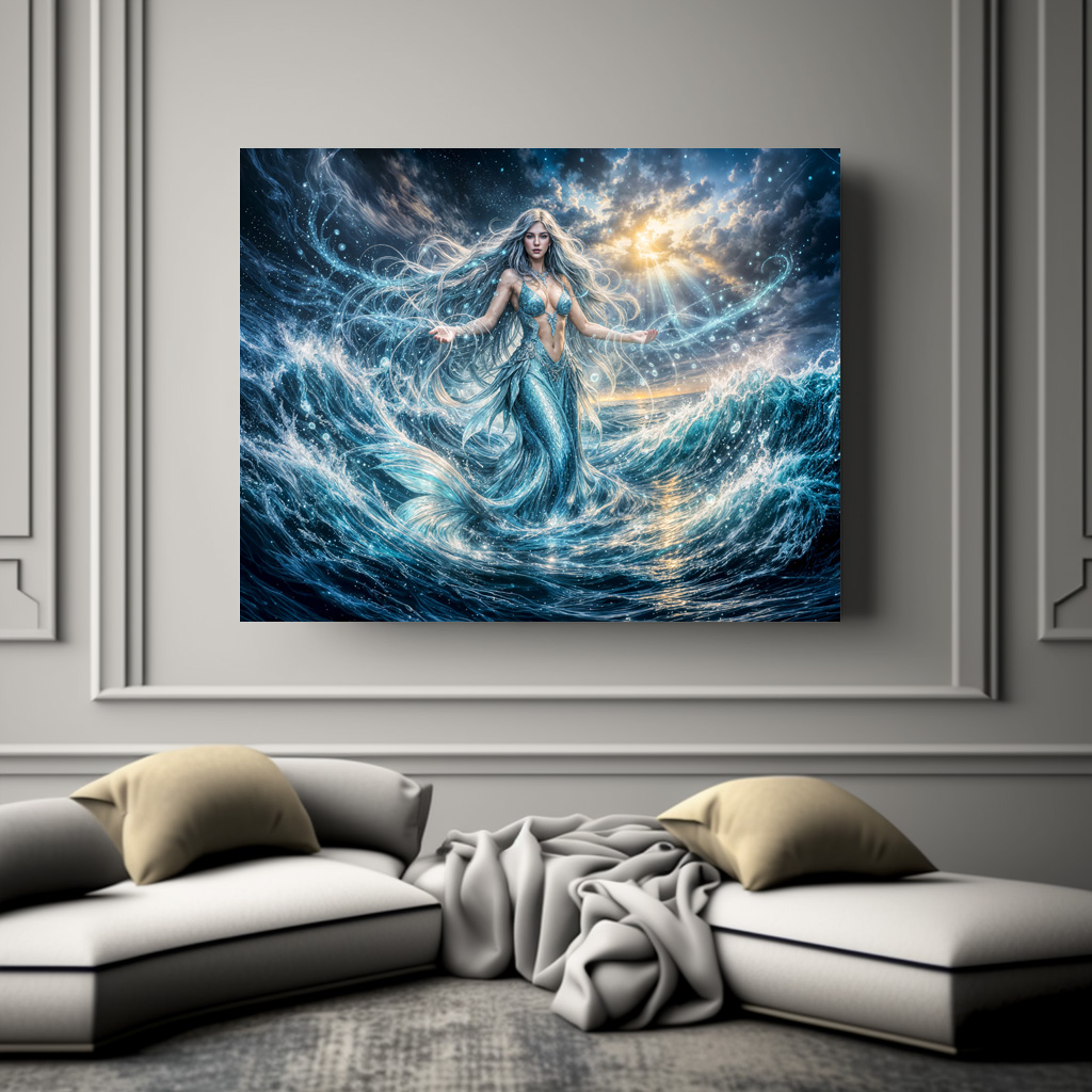 Poster: Dynamic Fantasy Mermaid in Radiant Ocean Magic