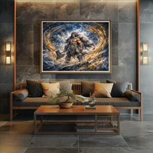 Poster: Dynamic Fantasy Berserker Warrior with Powerful Battle Axe