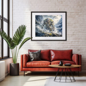 Poster: Dynamic Fantasy Troll in Dramatic Atmospheric Landscape