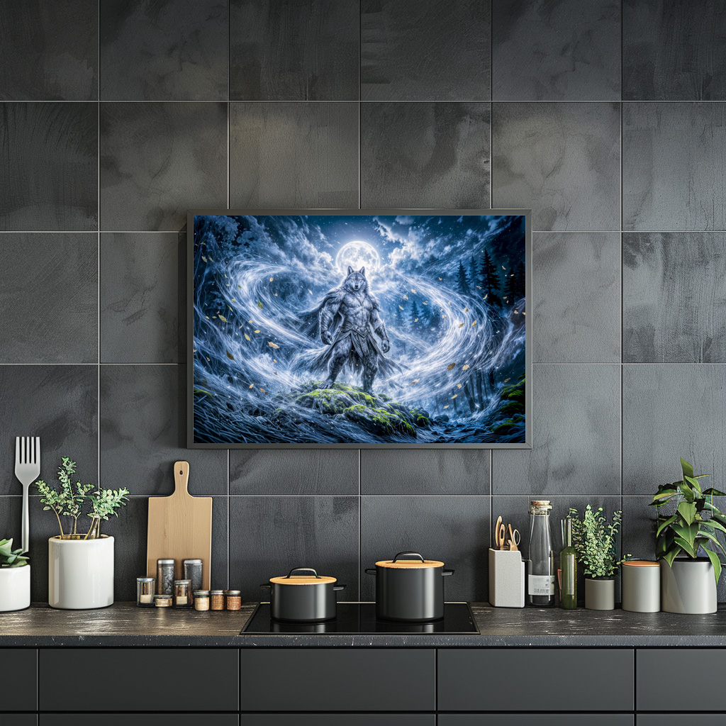 Poster: Dynamic Fantasy Werewolf Under Dramatic Moonlight Atmosphere – Bild 3