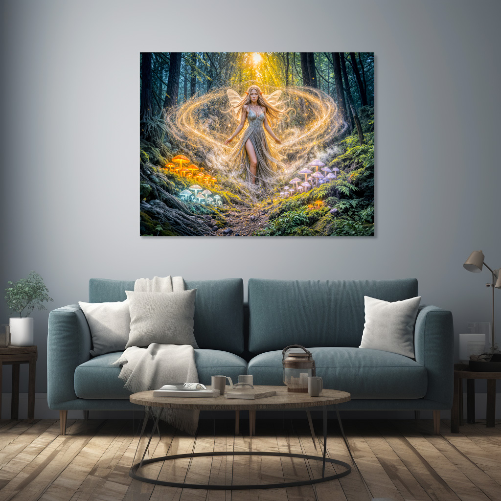 Poster: Dynamic Fantasy Elf in Enchanted Forest Mushroom Magic - immagine 2